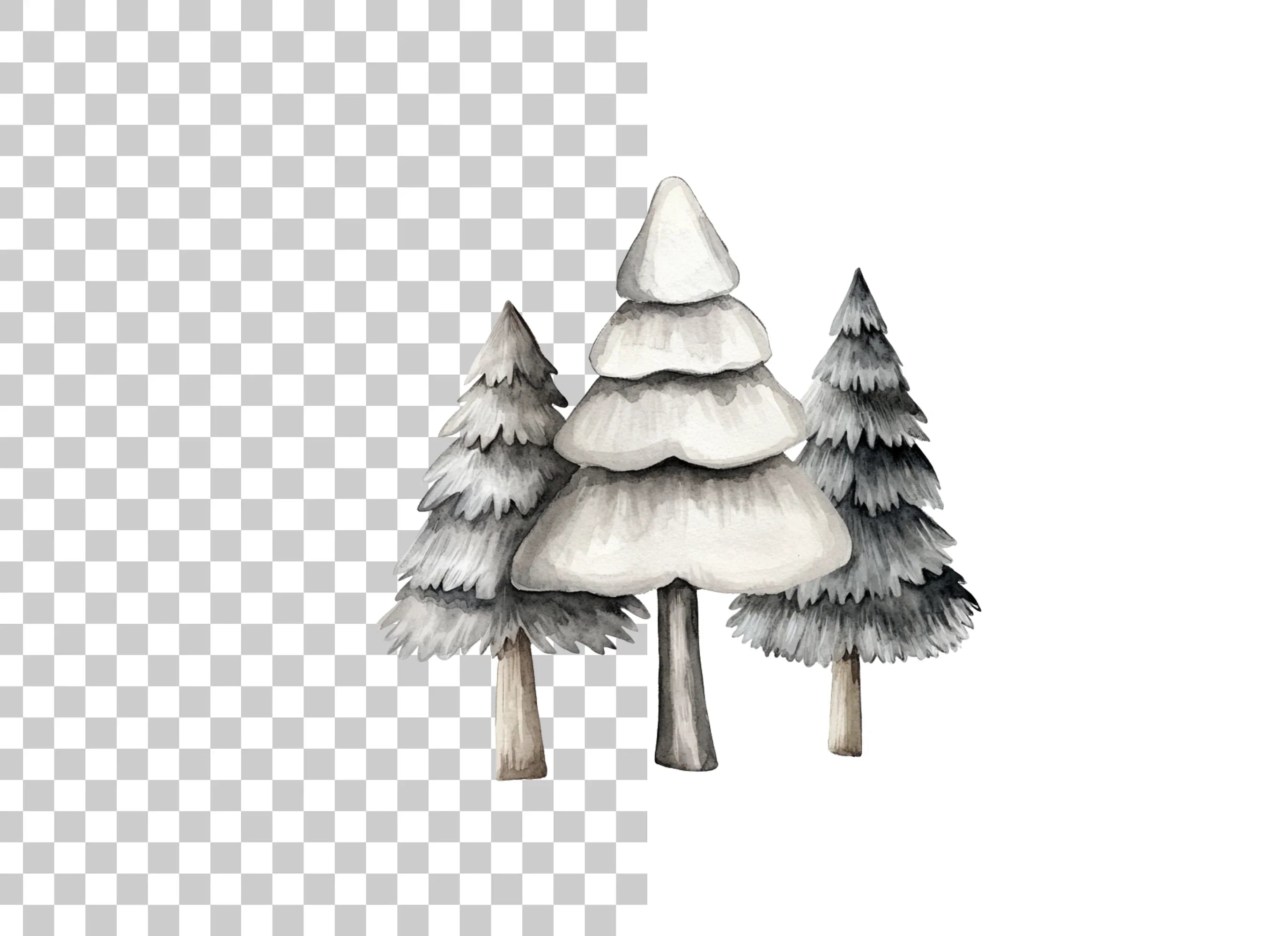 Monochrome Pine Tree Clipart Bundle