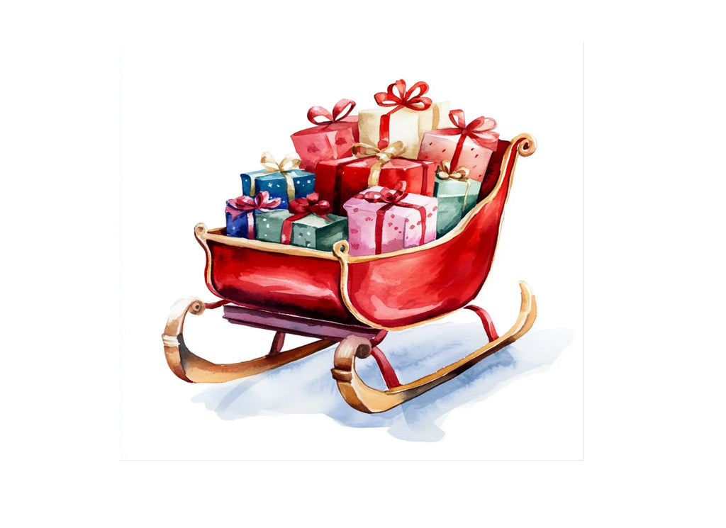 Christmas Sleighs with Gifts Clipart Bundle