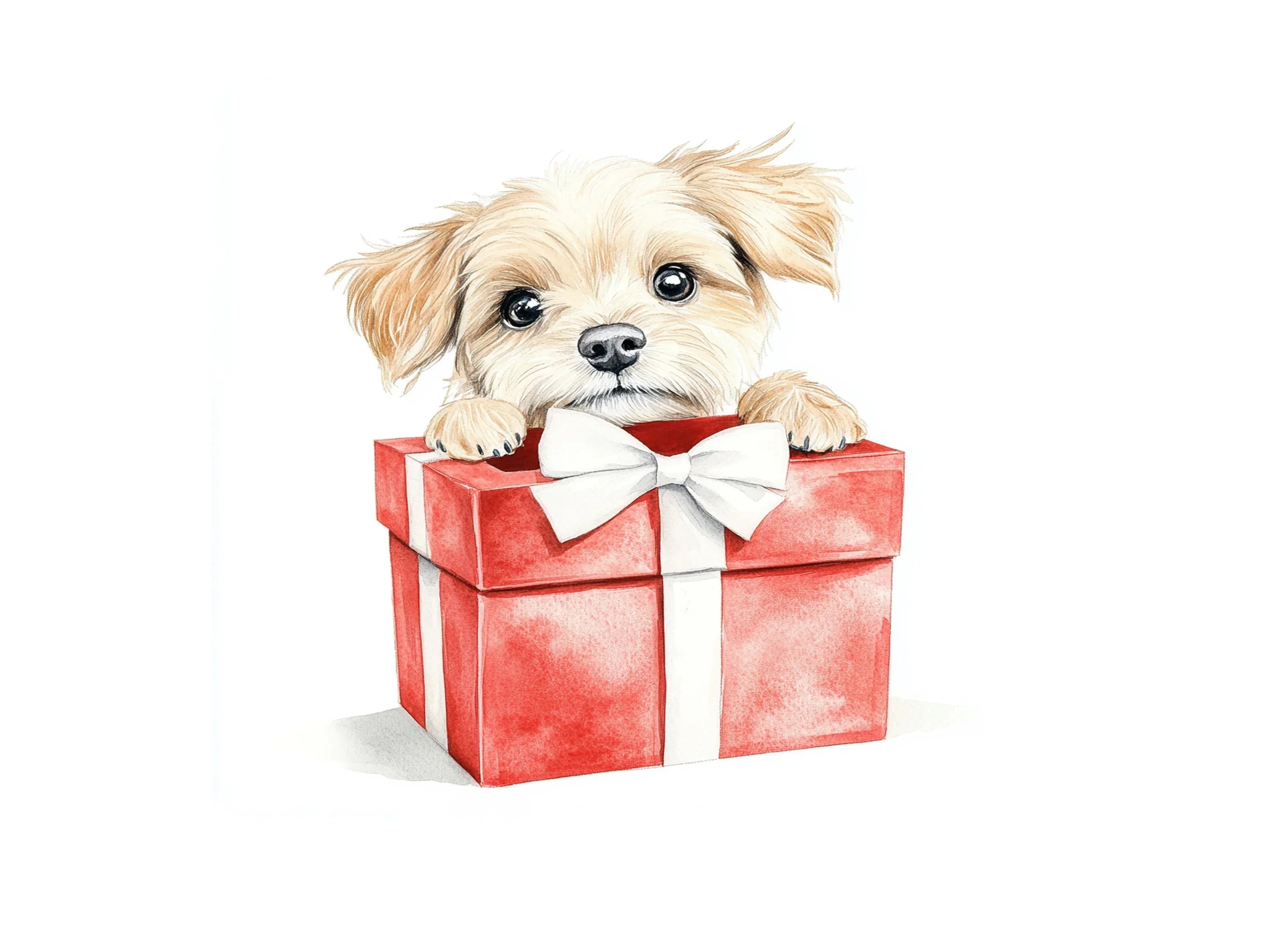 Cute Chihuahua Puppy in Red Gift Box Clipart Bundle