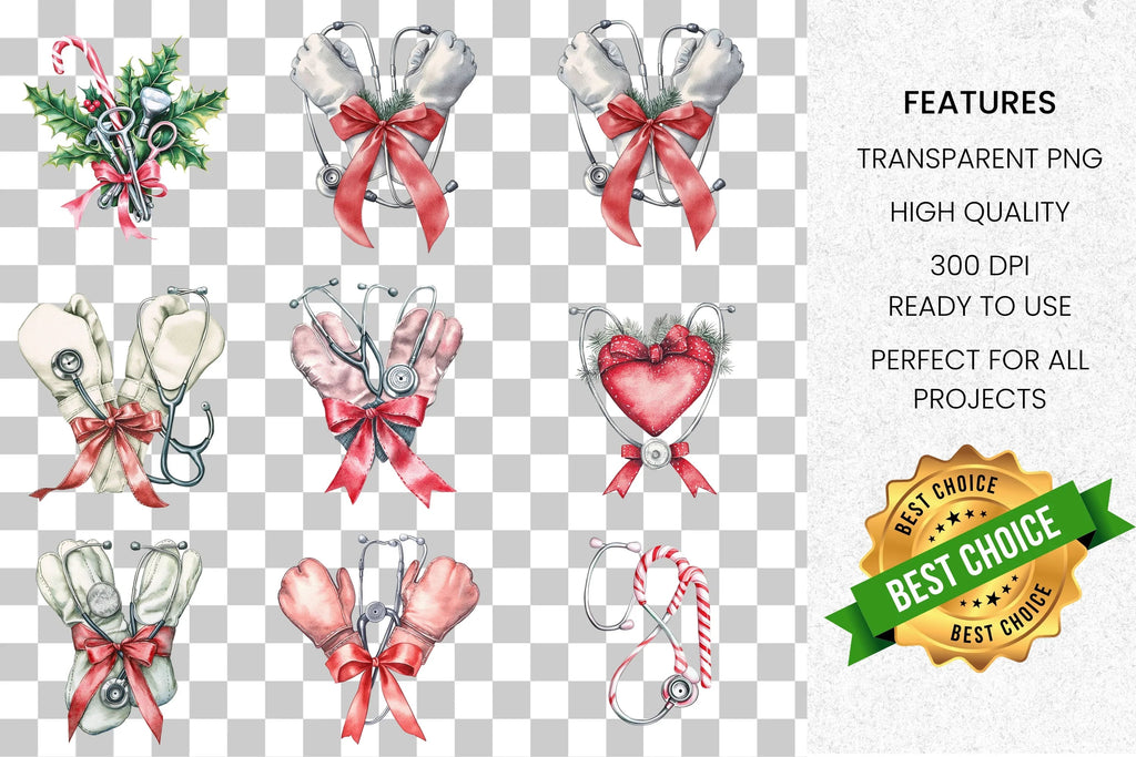 Christmas Nurses Clipart Bundle