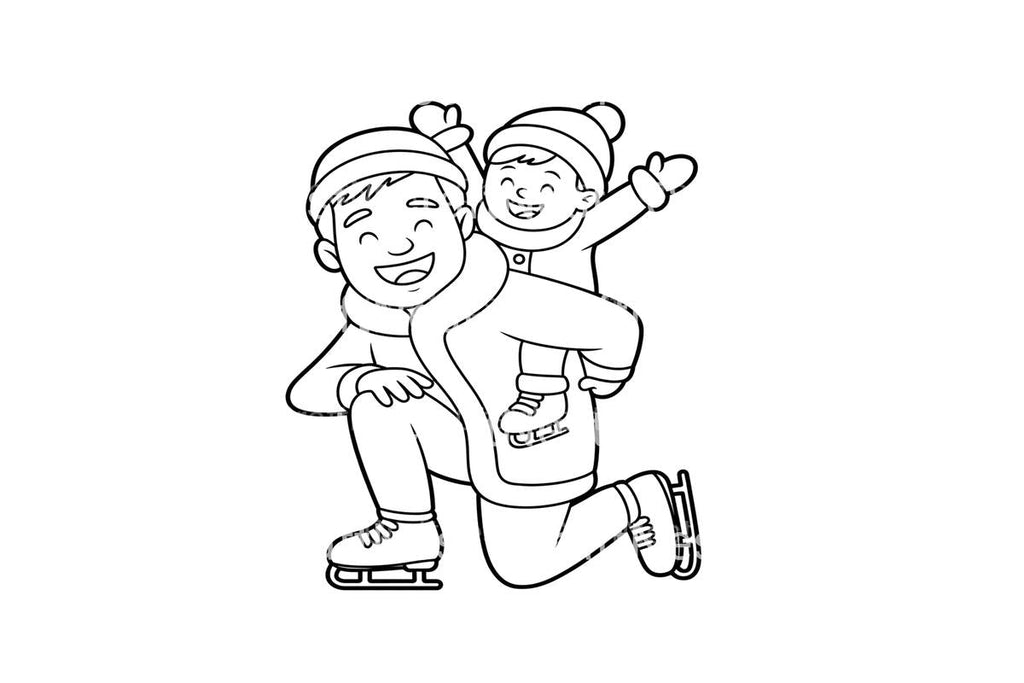 Father and Son Ice Skating Fun Coloring Books