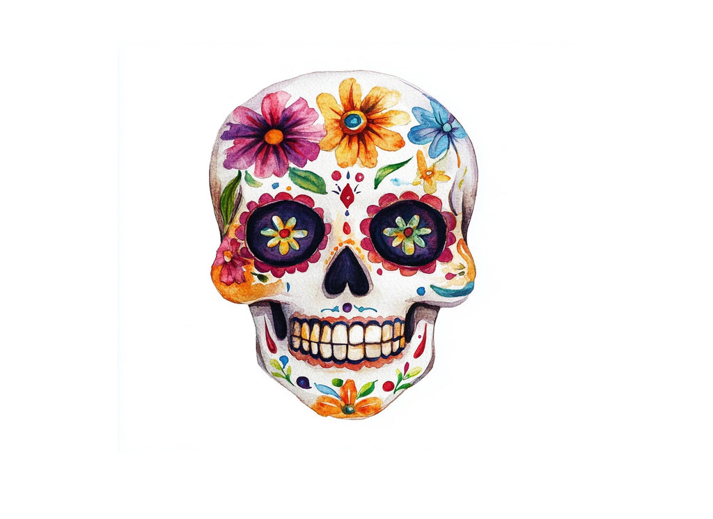 Colorful Floral Sugar Skull Clipart Bundle