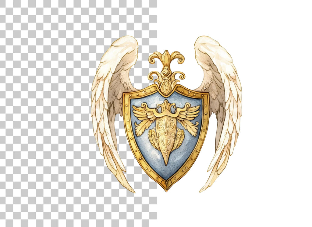 Elegant Winged Shield Clipart Bundle