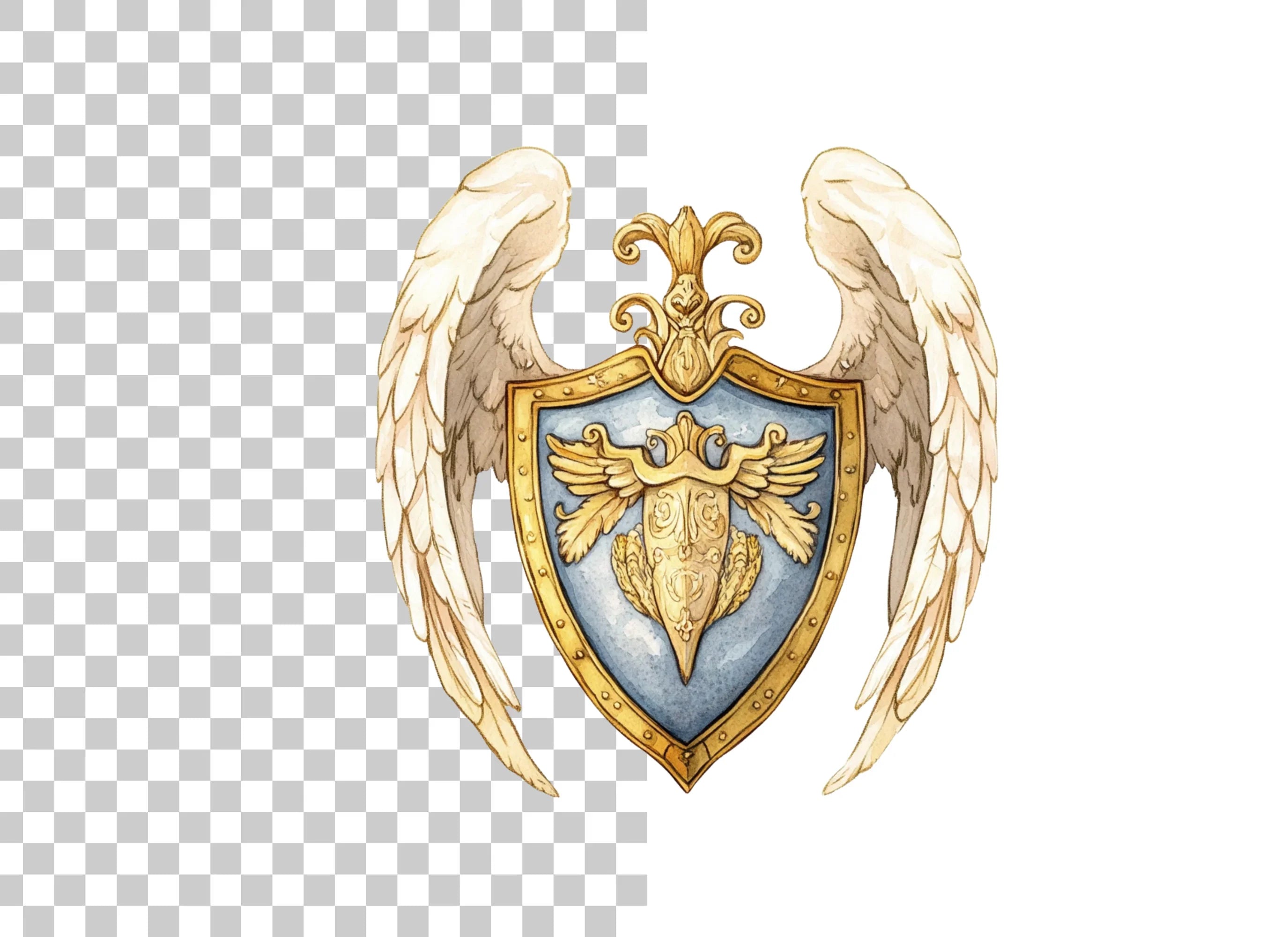 Elegant Winged Shield Clipart Bundle