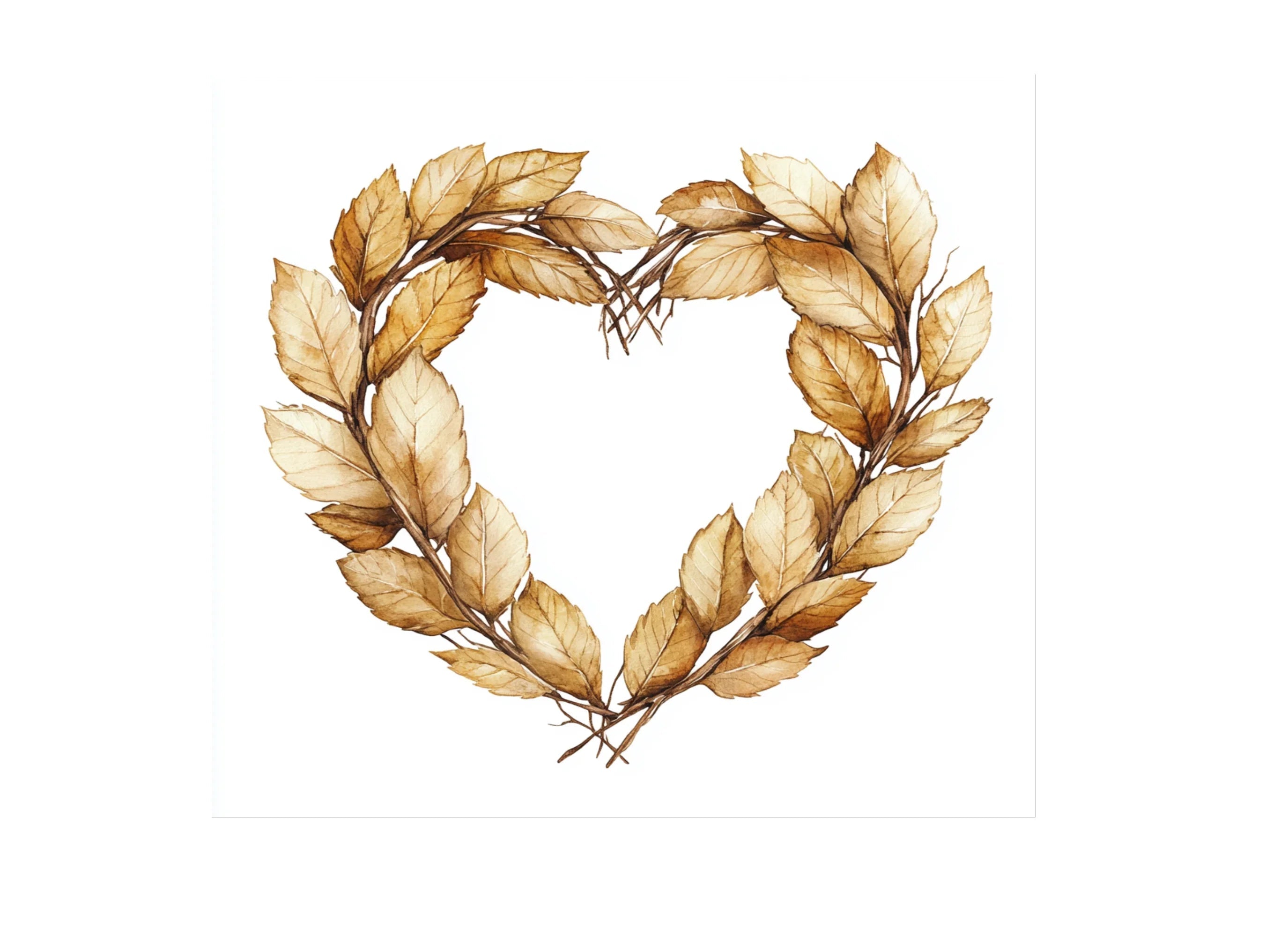 Heart Shaped Leaf Wreaths Clipart Bundle