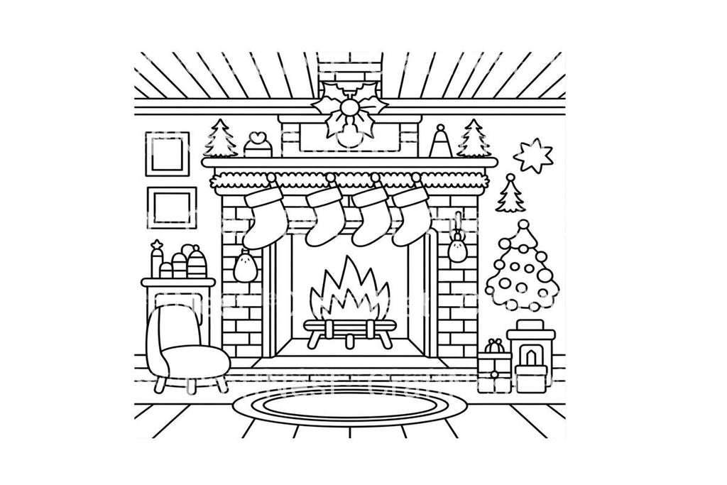 Cozy Christmas Fireplace Coloring Books
