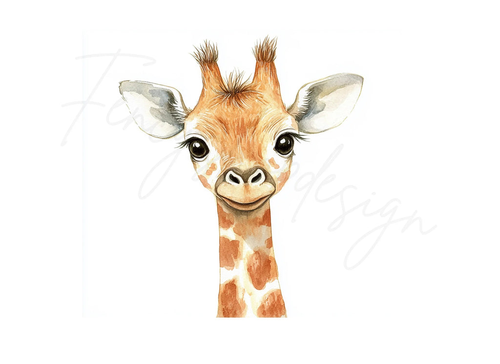 Cute Baby Giraffe Faces Clipart Bundle
