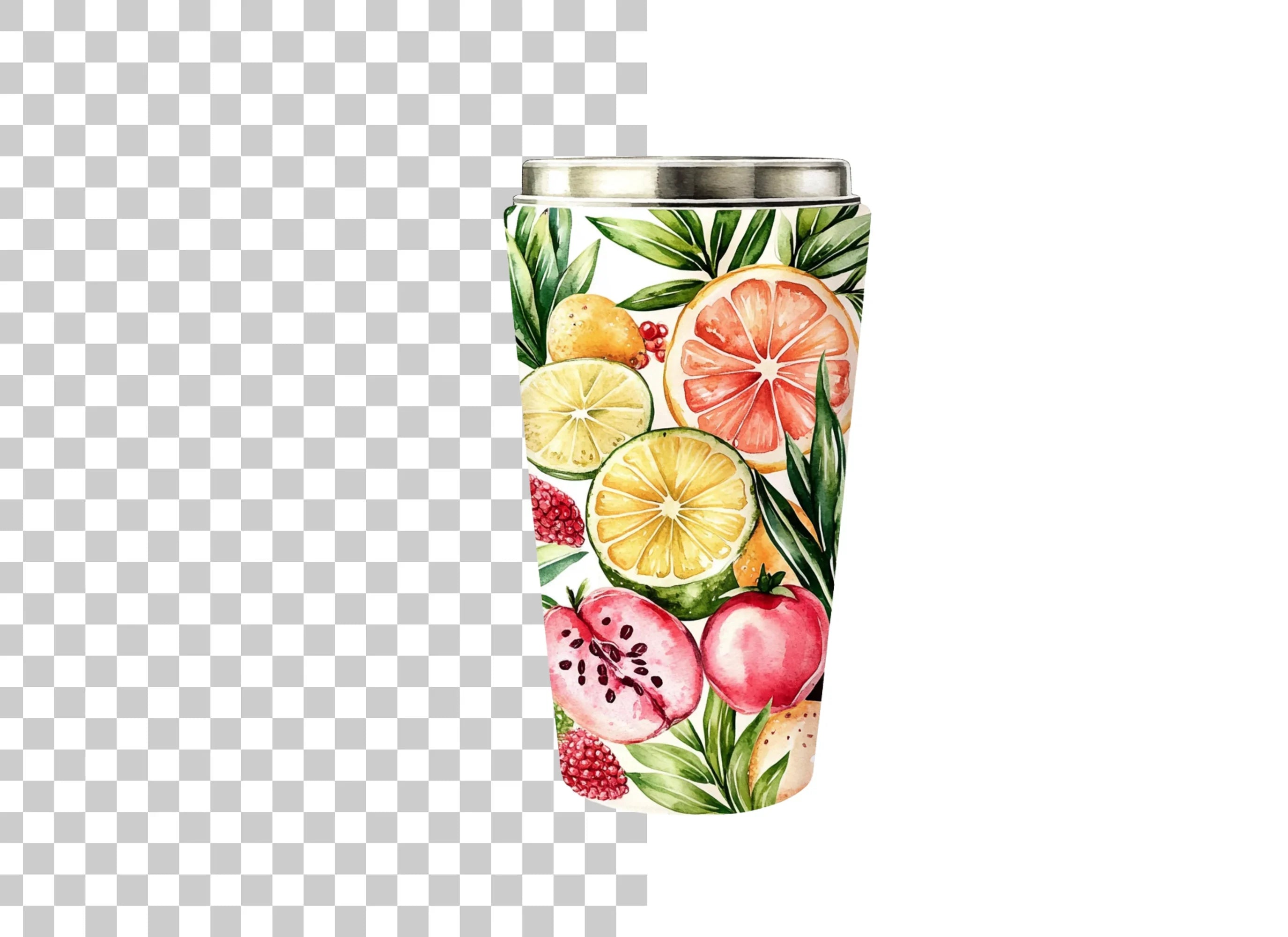 Tropical Fruit Tumbler Clipart Bundle