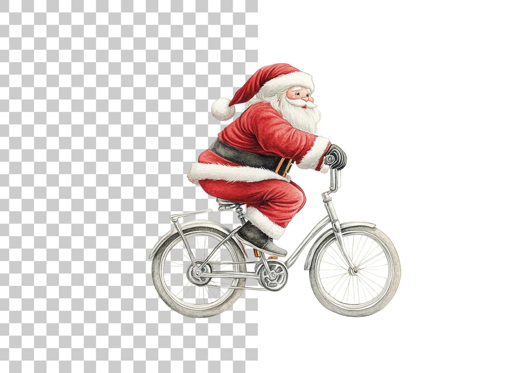 Santa Claus Riding Bicycle Clipart Bundle