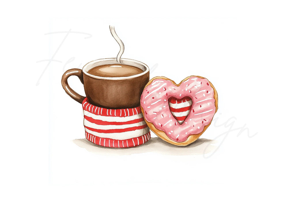 Cozy Coffee and Donut Valentine Clipart Bundle
