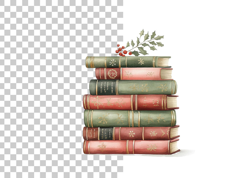 Christmas Books Stack Clipart Bundle