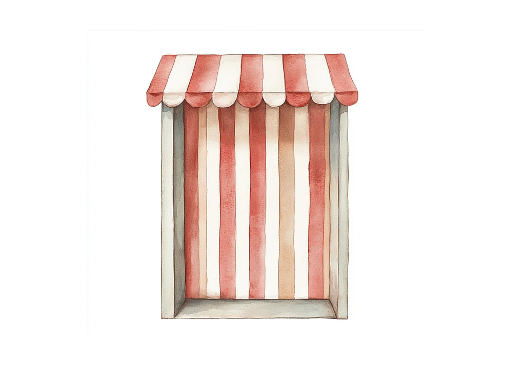 Red and White Striped Awning Clipart Bundle