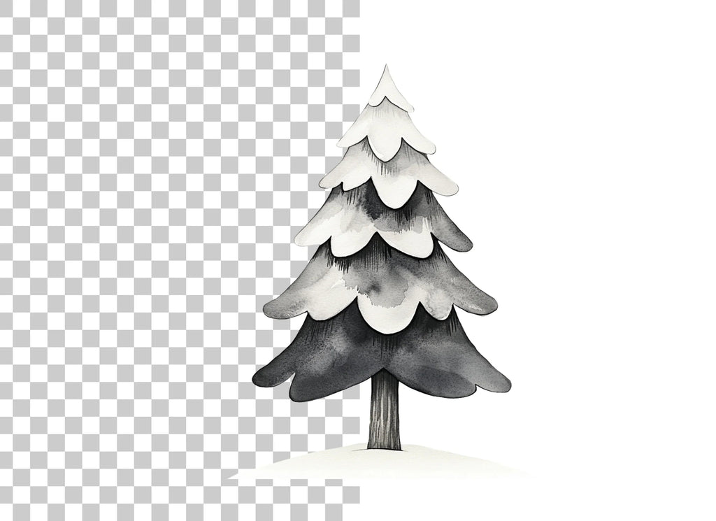 Snowy Pine Tree Winter Clipart Bundle