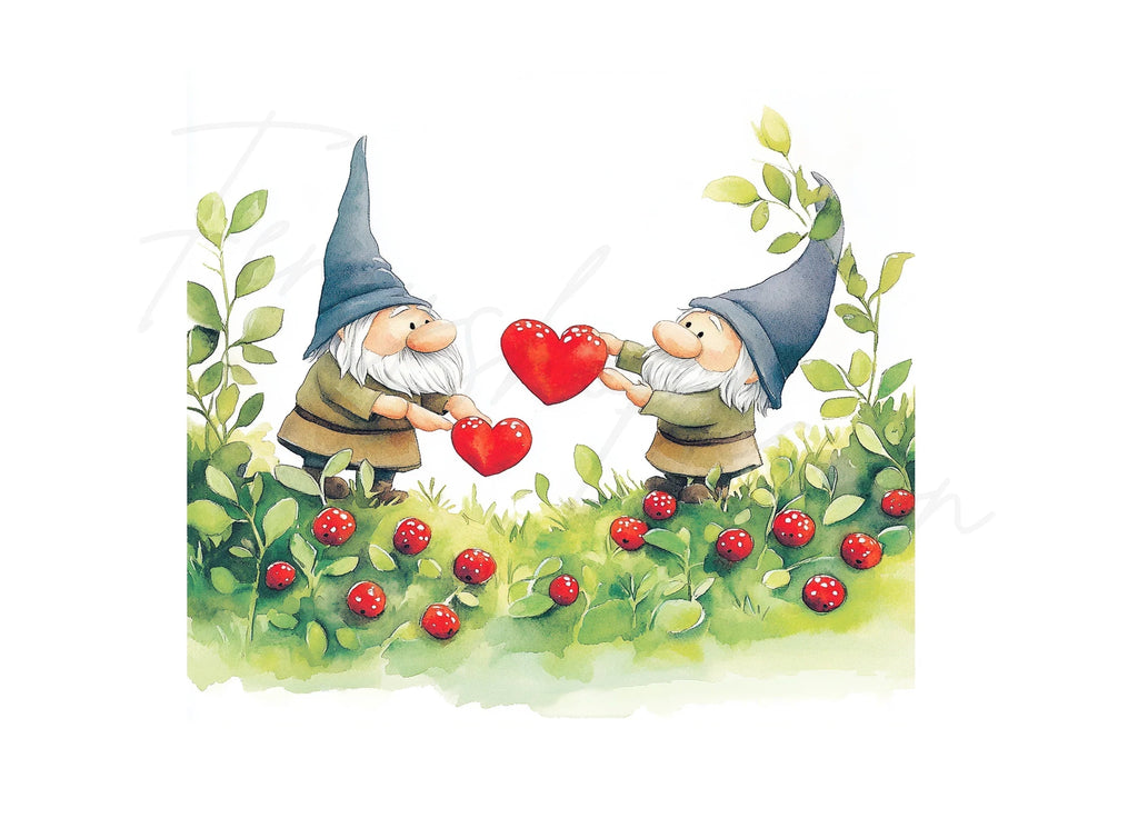 Gnomes with Red Berries Clipart Bundle