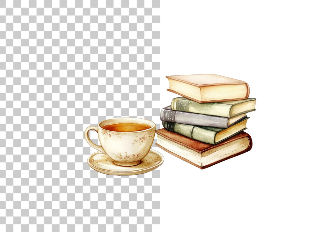 Books and Tea Clipart Bundle