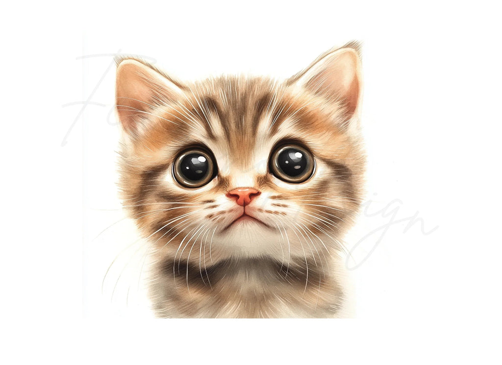 Adorable Big Eyed Kitten Faces Clipart Bundle