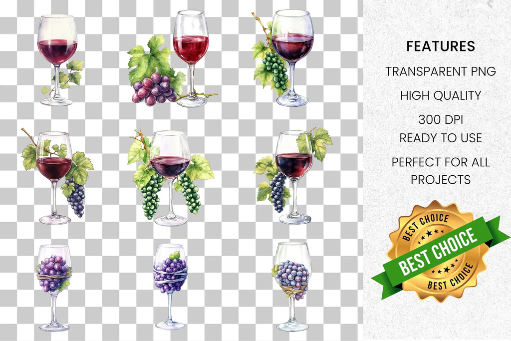 Wine Grapes Clipart Bundle