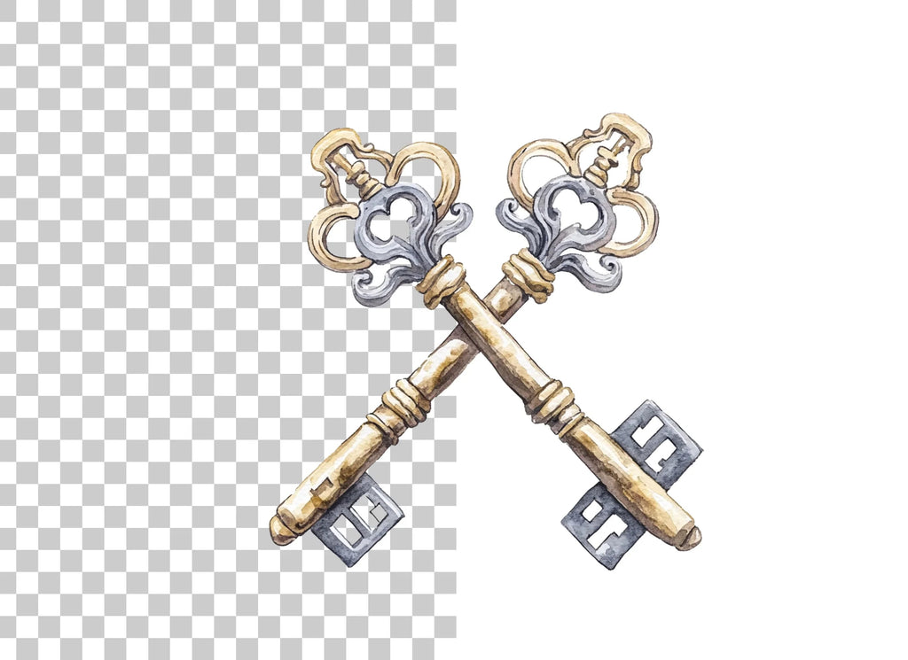 Vintage Crossed Skeleton Keys Clipart Bundle