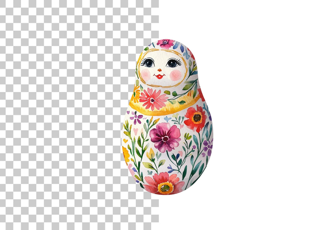 Vibrant Floral Matryoshka Doll Clipart Bundle
