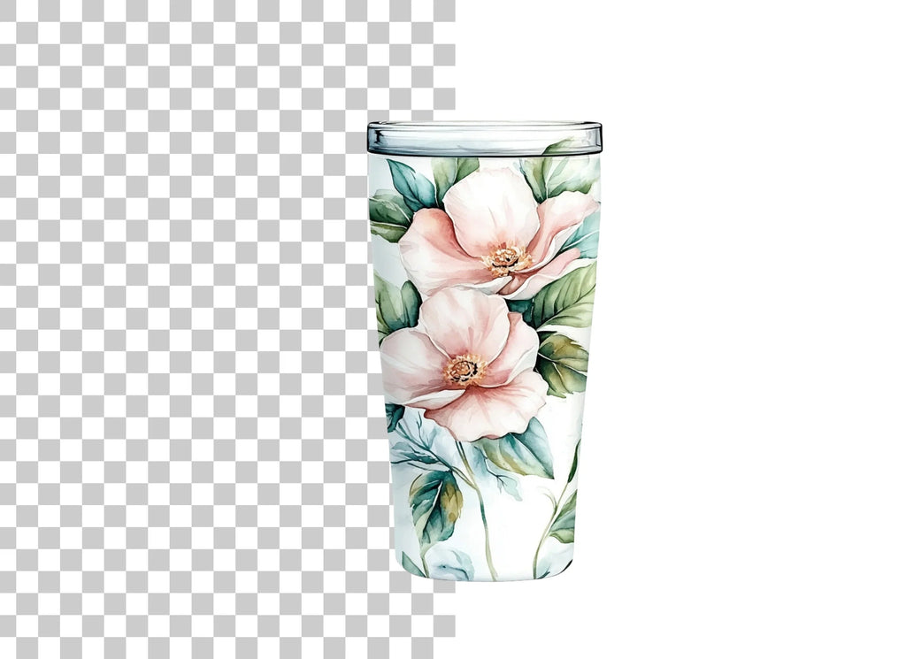 Elegant Pink Floral Tumbler Clipart Bundle