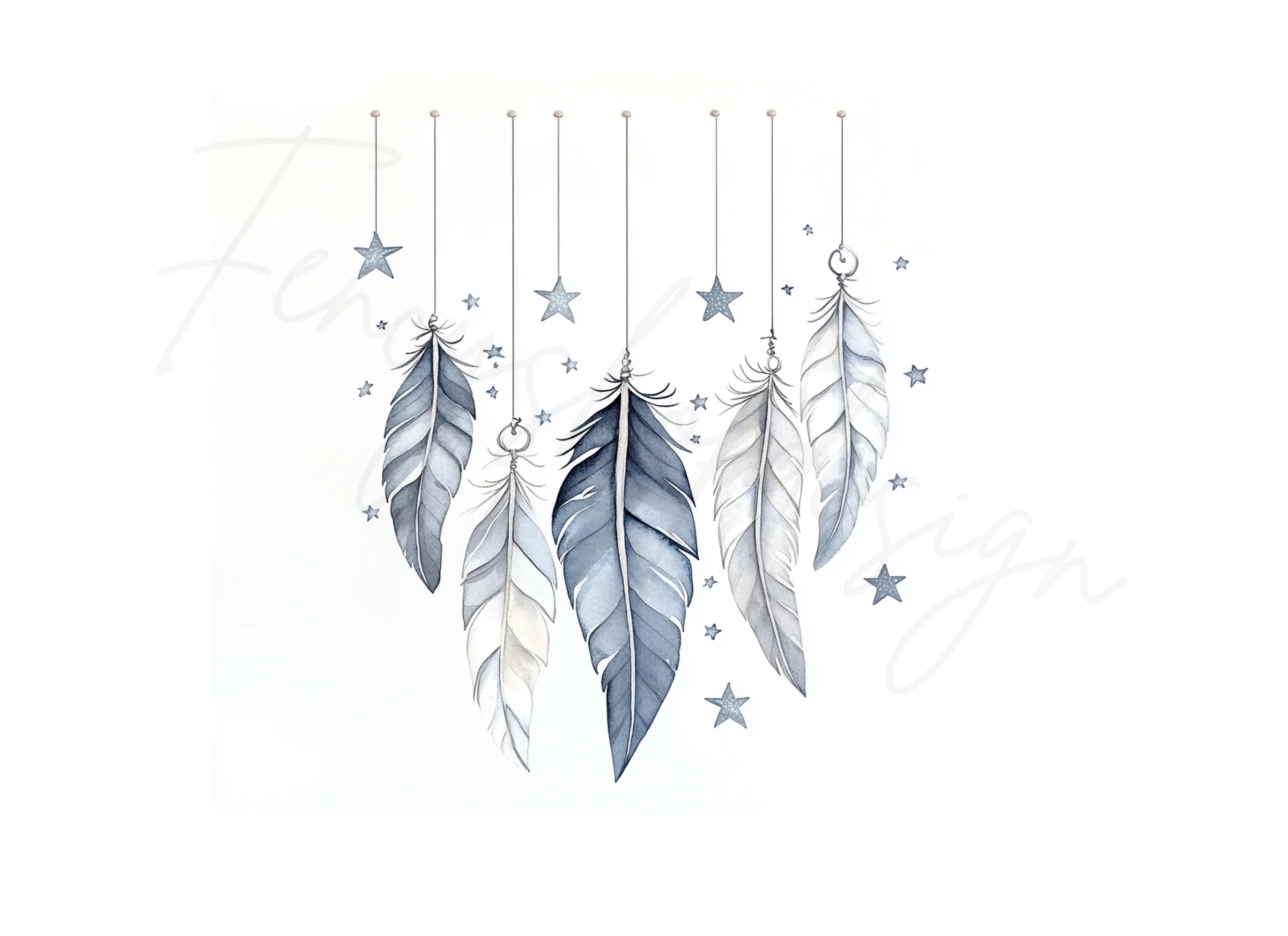Boho Dreamcatcher Feathers and Stars Clipart Bundle