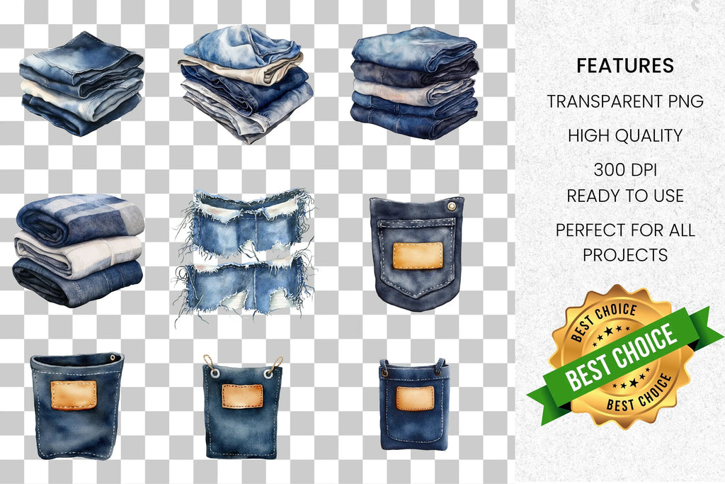 Denim Jeans Clipart Bundle