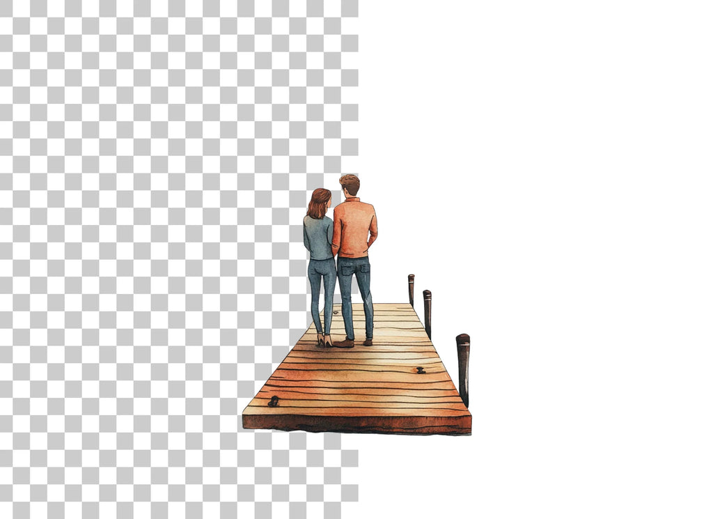 Romantic Couple on Dock Clipart Bundle