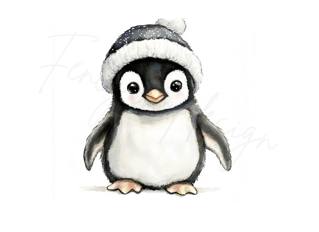 Cute Penguin in Winter Hat Clipart Bundle