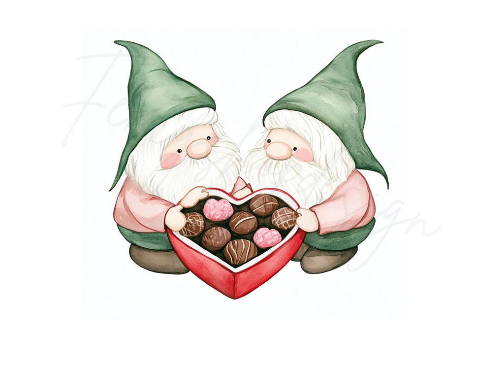 Cute Gnome Couple with Chocolates Clipart Bundle