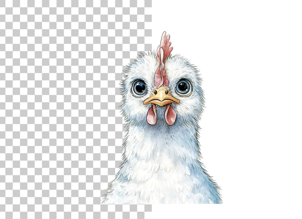 Cute White Chicken Head Clipart Bundle