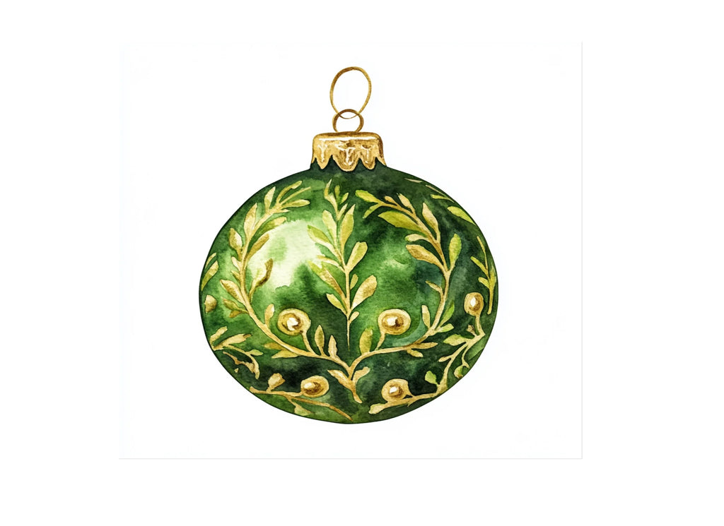 Green Christmas Ornaments Clipart Bundle