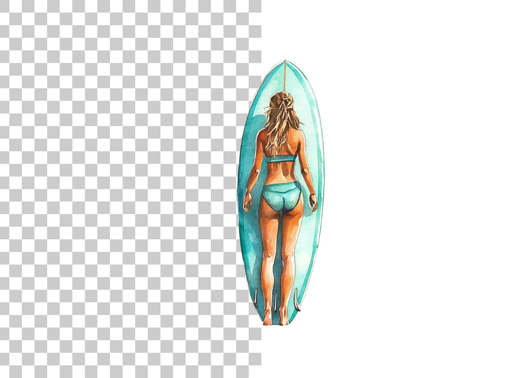Female Surfer on Board Clipart Bundle
