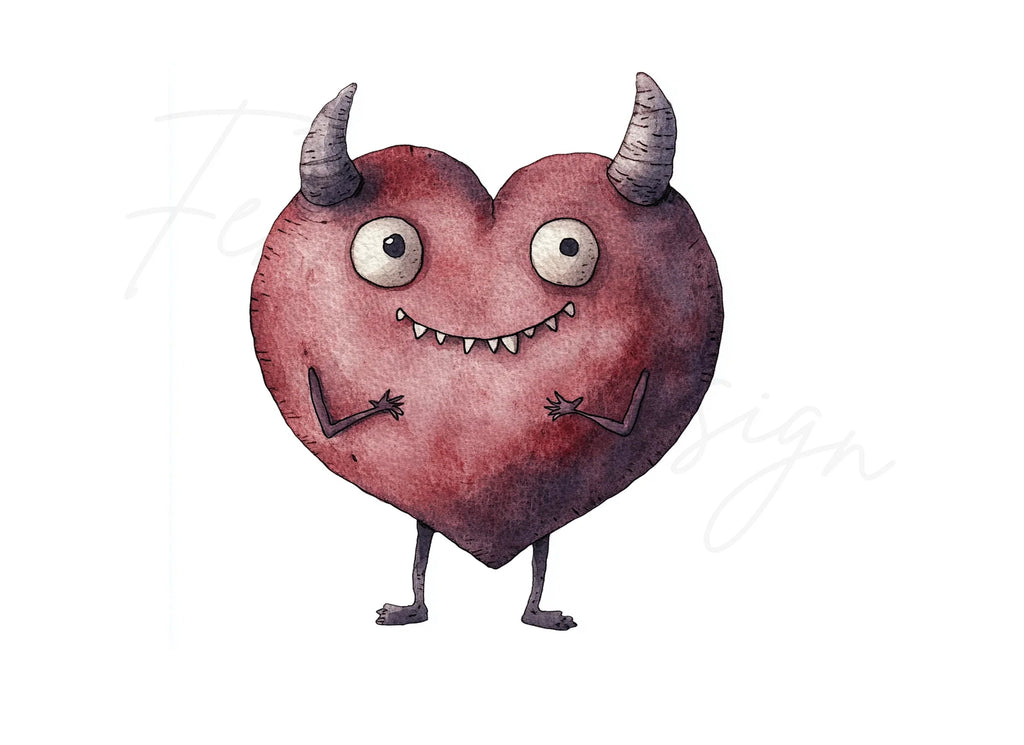Cute Devil Heart Clipart Bundle
