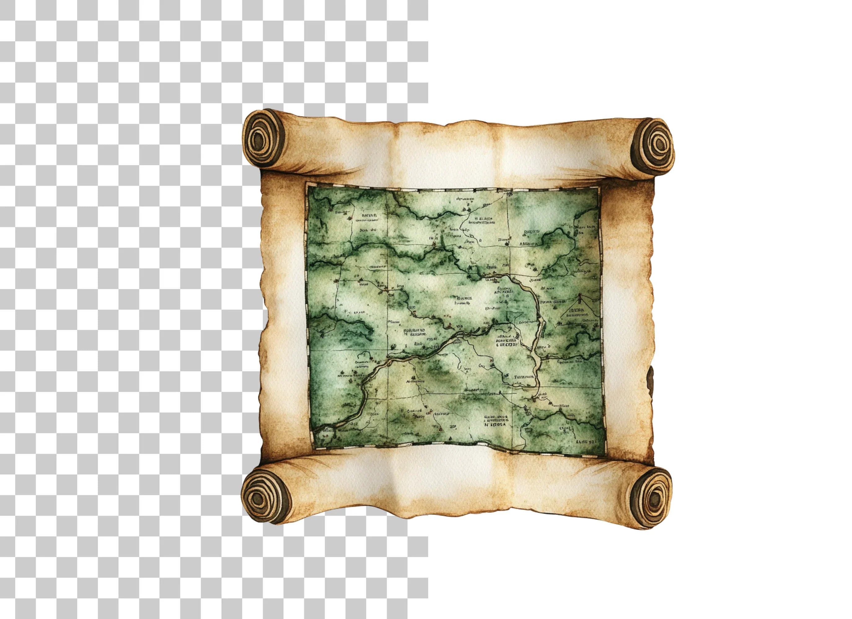 Fantasy World Map Scroll Clipart Bundle