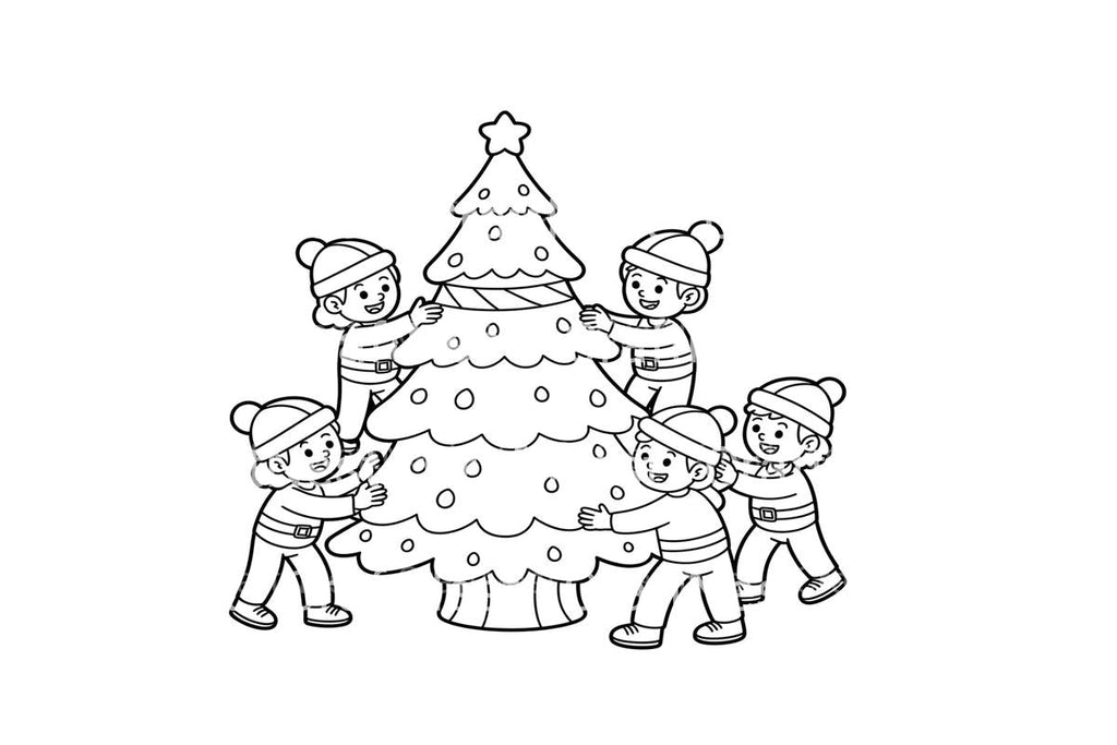 Christmas Tree Setup Coloring Books