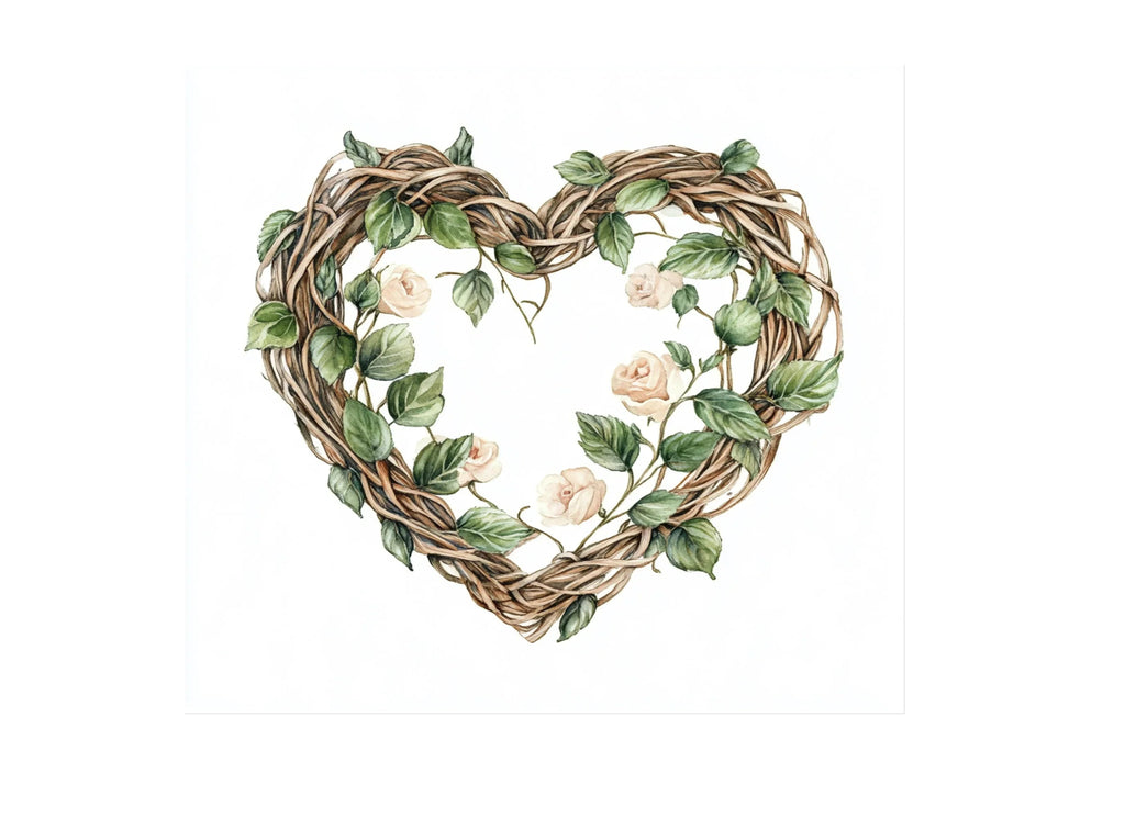 Floral Vine Heart Wreaths Clipart Bundle