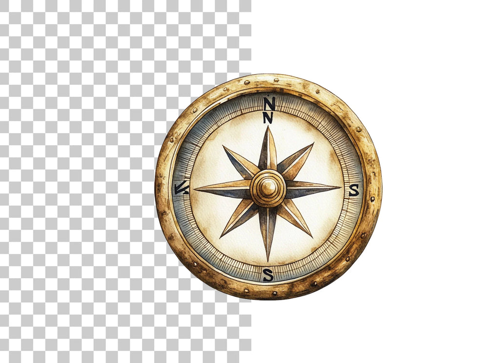 Gold Compass Clipart Bundle