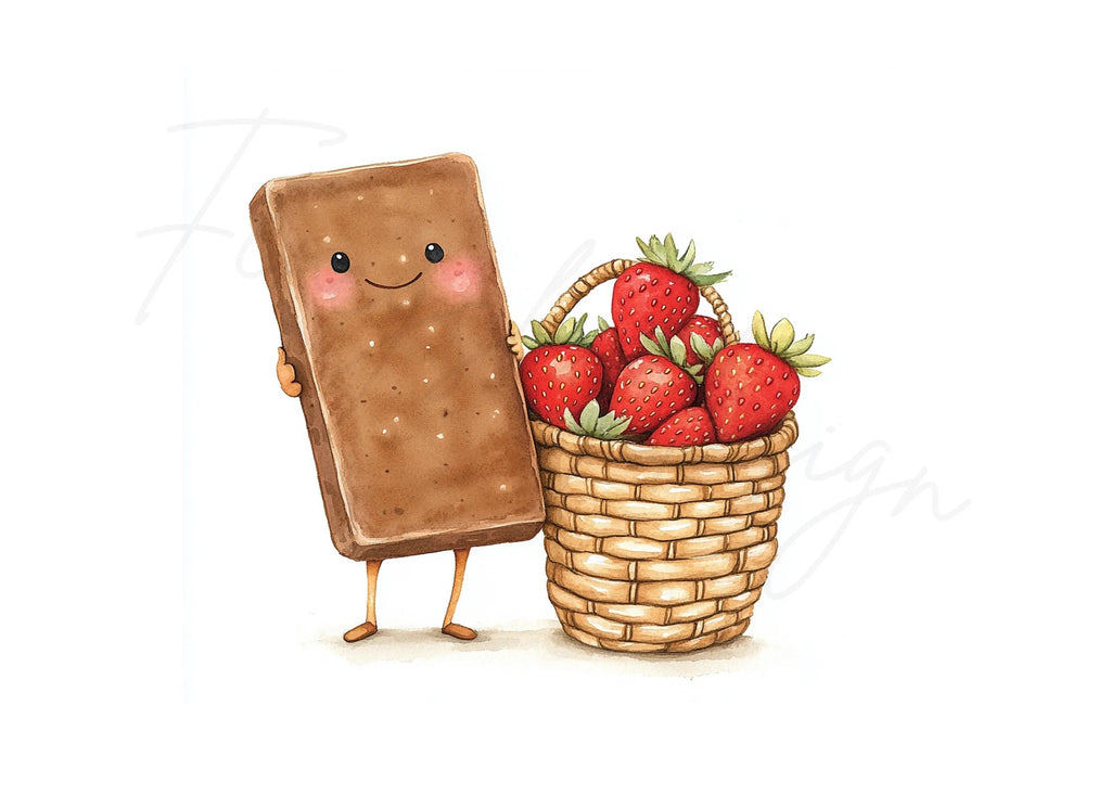 Cute Strawberry Chocolate Bar Clipart Bundle