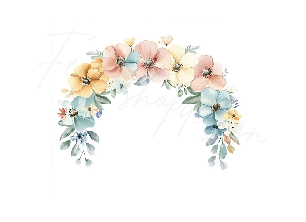 Rainbow Floral Clipart Bundle