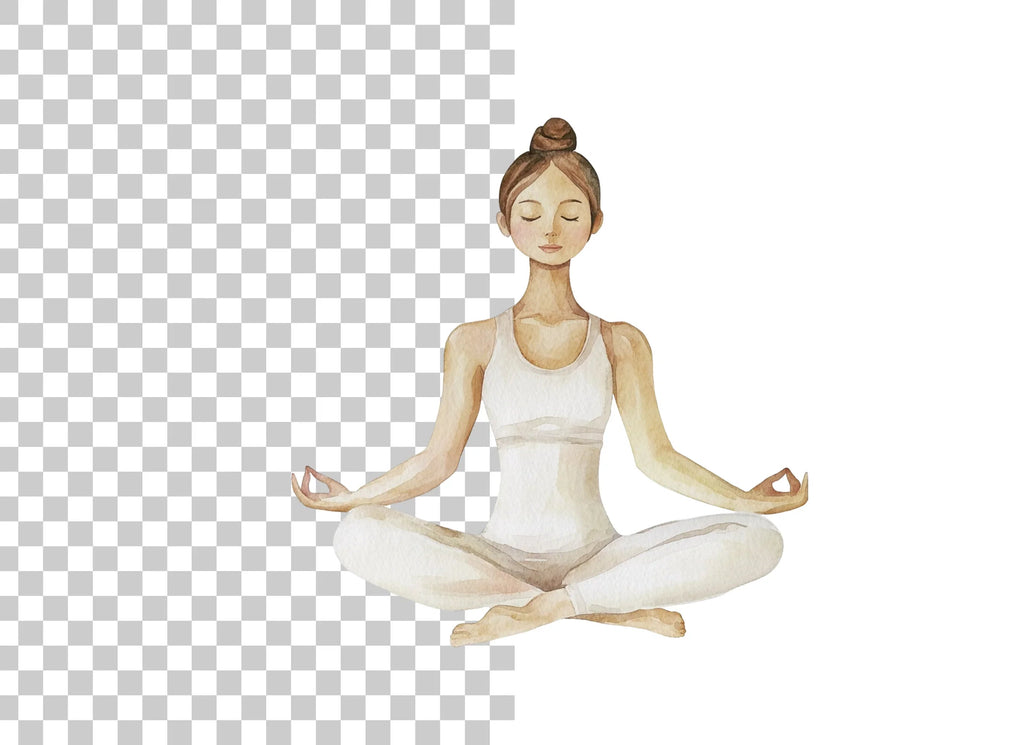 Meditating Woman Yoga Pose Clipart Bundle