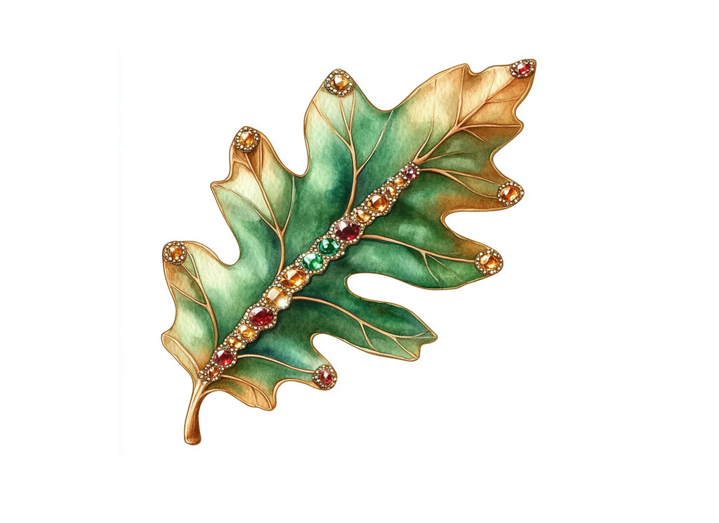 Jeweled Oak Leaves Clipart Bundle