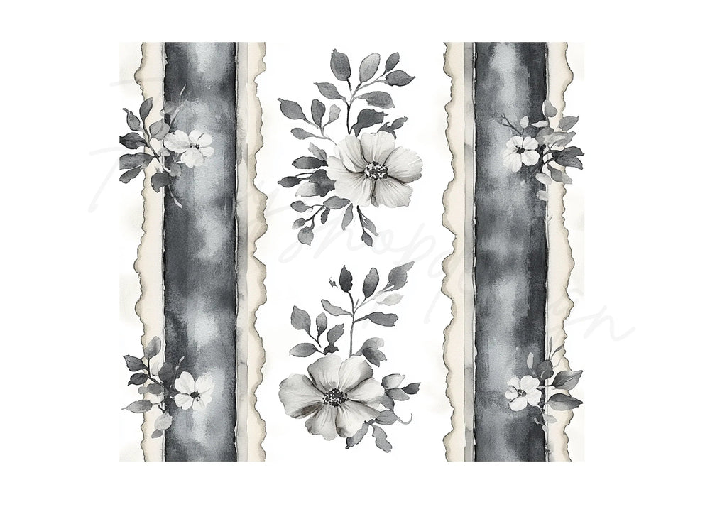 Elegant Floral Striped Seamless Pattern Clipart Bundle