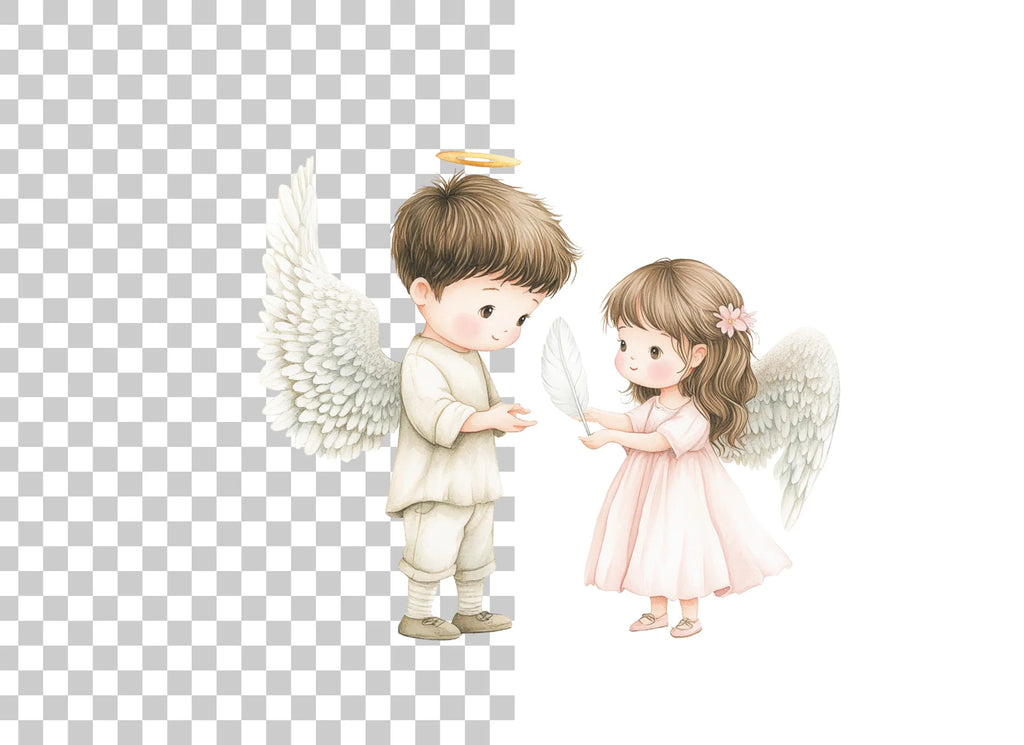 Cute Angel Kids Clipart Bundle