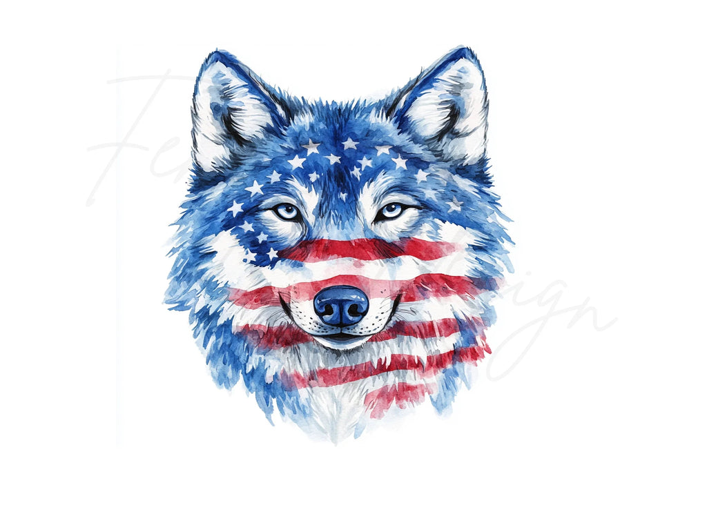 Patriotic Wolf Clipart Bundle
