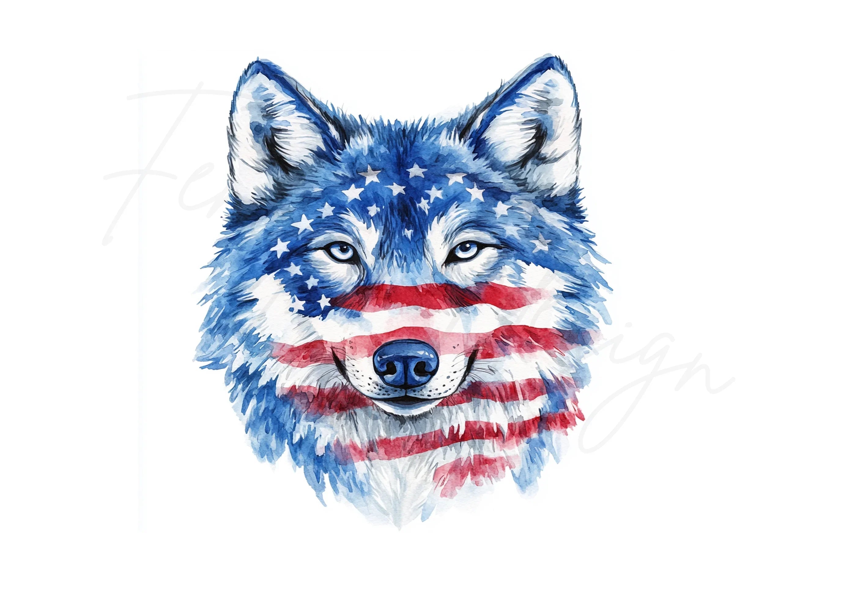Patriotic Wolf Clipart Bundle