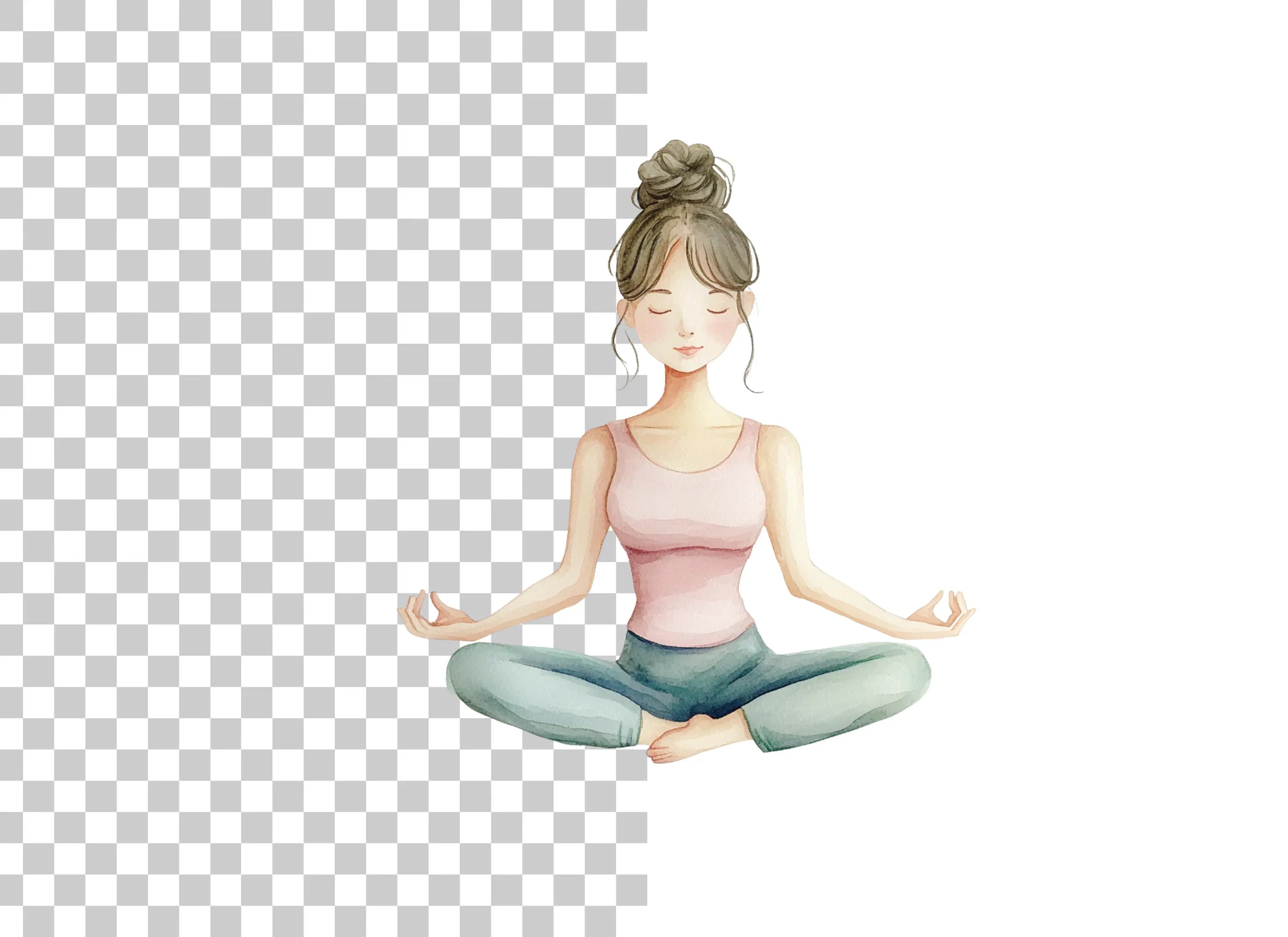 Meditating Women Yoga Clipart Bundle
