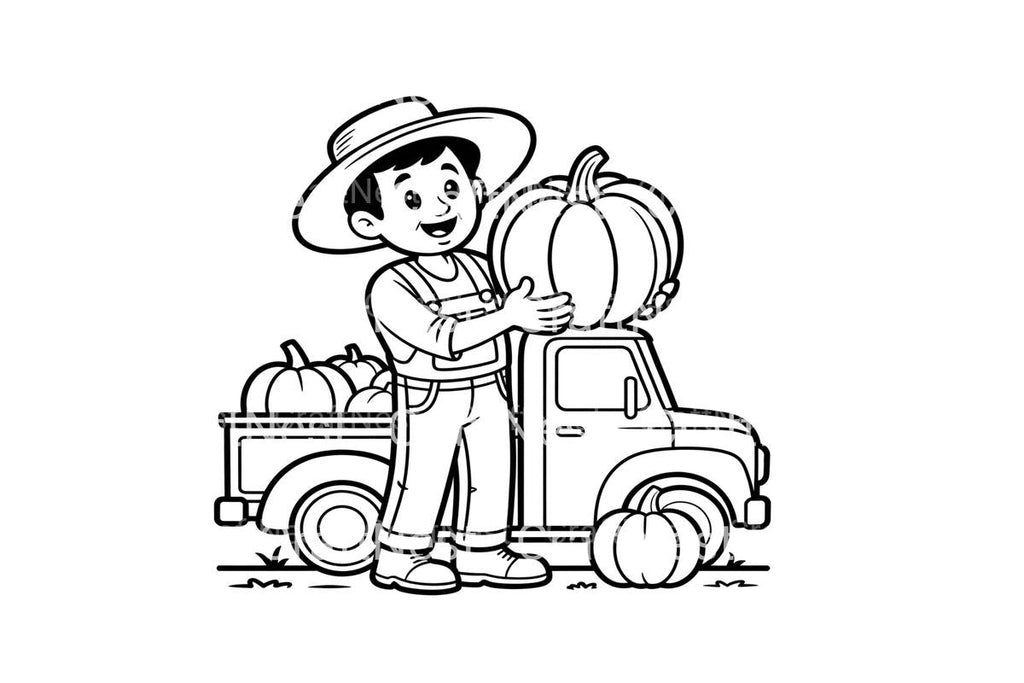 Farmer Loading Pumpkins Coloring Books