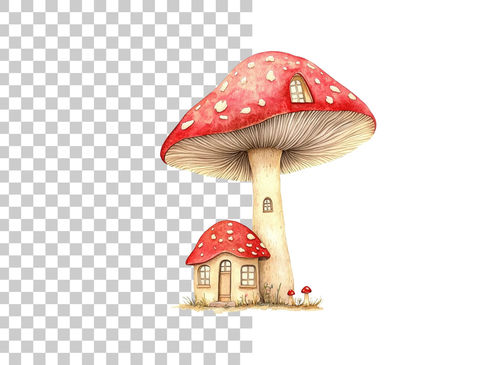 Fantasy Mushroom House Clipart Bundle