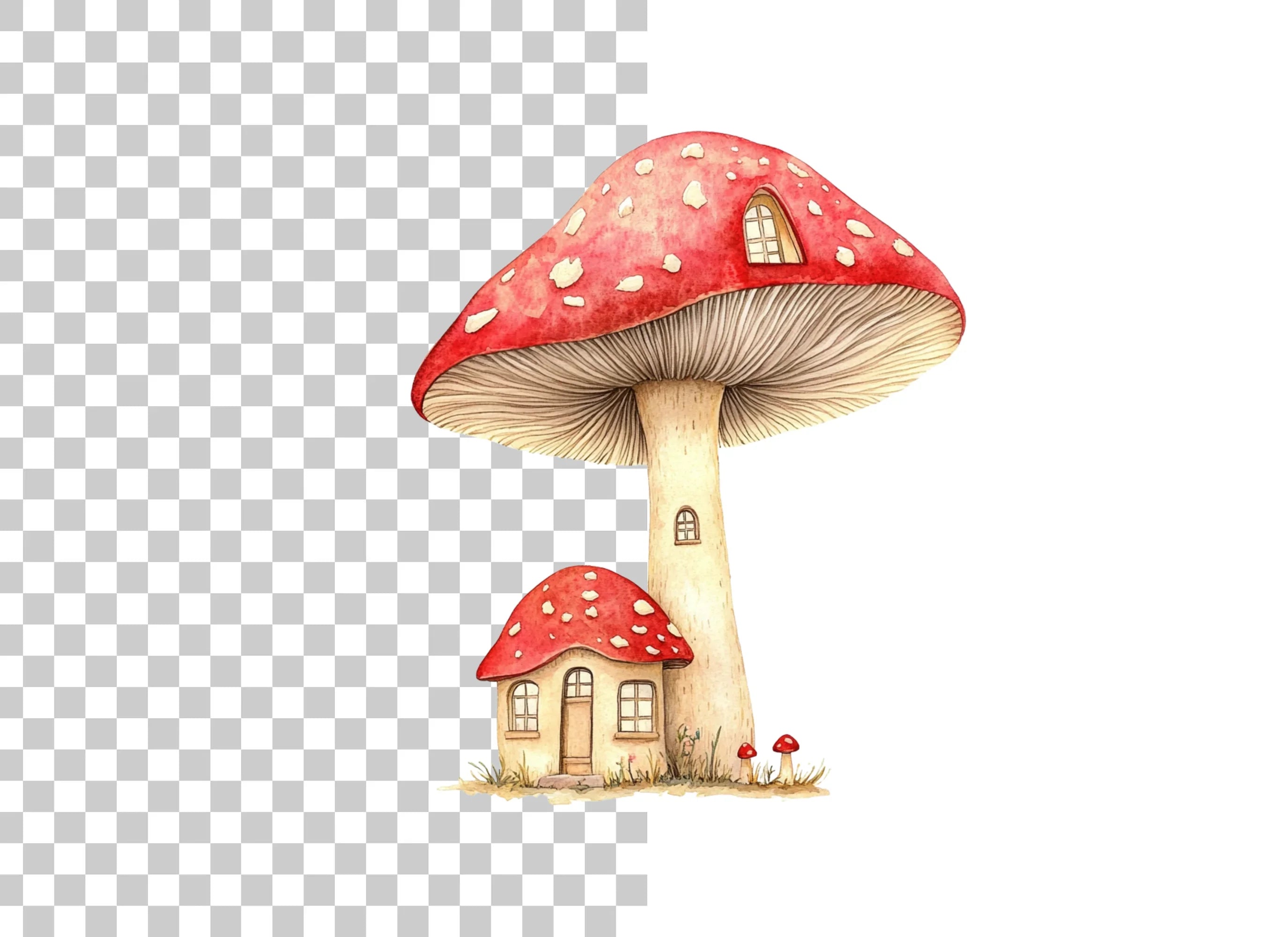 Fantasy Mushroom House Clipart Bundle