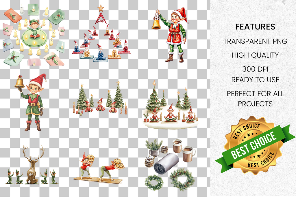 Santa and Christmas Decor Clipart Bundle